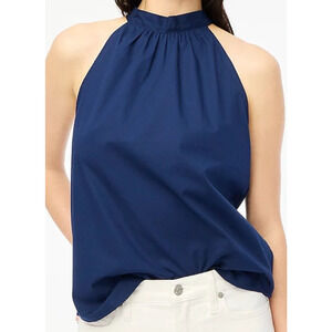 J Crew Sleeveless Bow Back Halter Cute Trendy Blue Fashion Top US Women's XL New